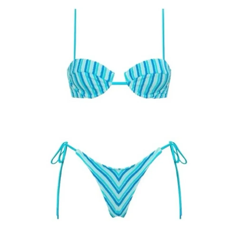 triangl swimwear Blue Striped Bikini Set